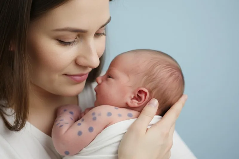 Il tuo bambino presenta macchie blu/violacee sul corpo? Parliamo di questa "eruzione cutanea da muffin ai mirtilli"!