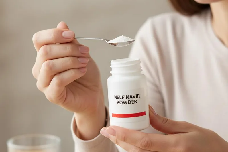 HIV ප්රතිකාරයේදී නෙල්ෆිනවීර් (Nelfinavir) කුඩු ද්රාවණය පාවිච්චි කරන හැටි