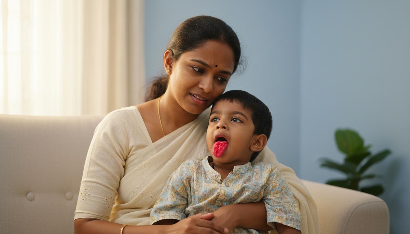 ඔයාගේ දරුවාගේ දිව ස්ට්රෝබෙරි ගෙඩියක් වගේ රතු වෙලාද? (Strawberry Tongue) - අපි මේ ගැන දැනුවත් වෙමු!