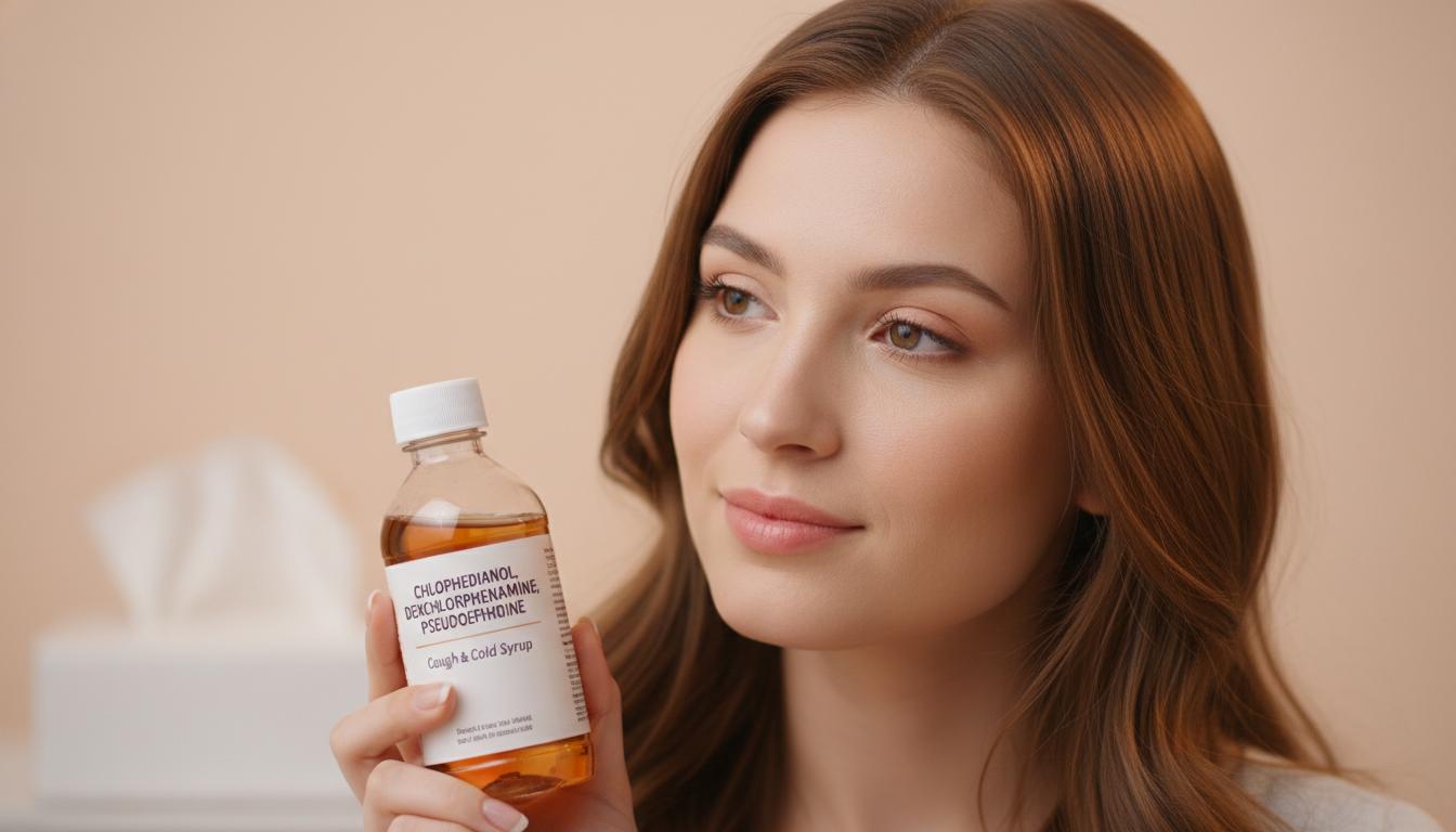 Let's learn more about this syrup (Chlophedianol; Dexchlorpheniramine; Pseudoephedrine) used for colds and coughs!