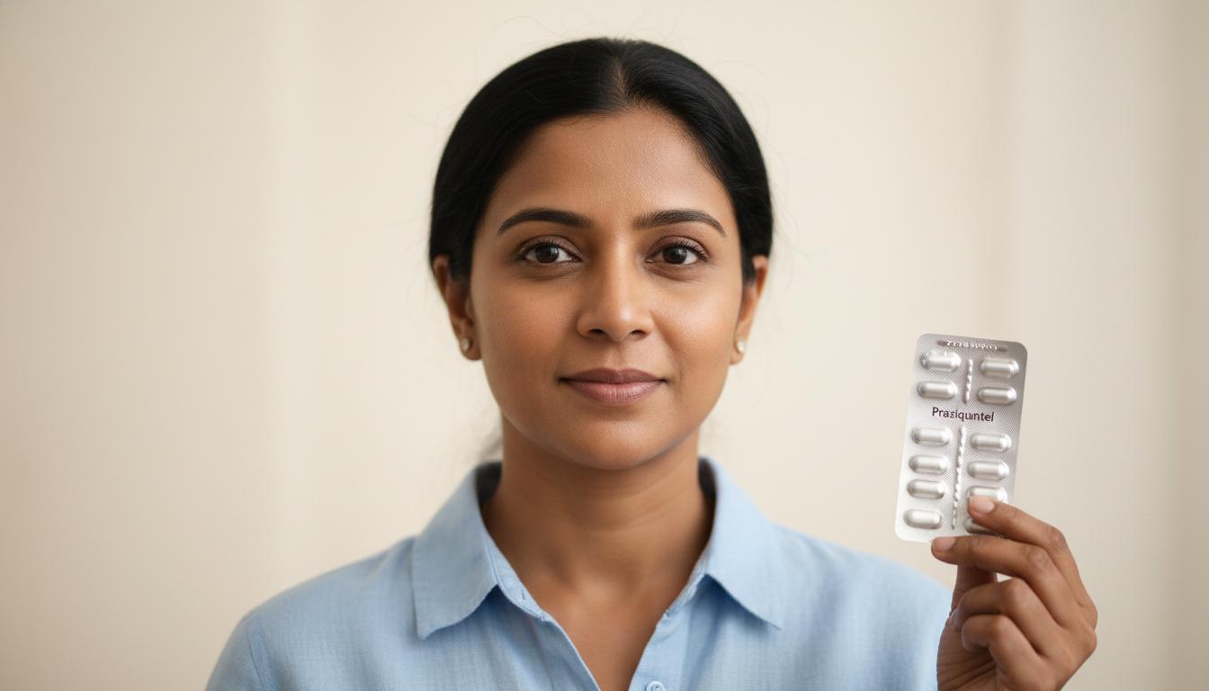 Let's learn about the Praziquantel pill, which is used for parasitic worm diseases.