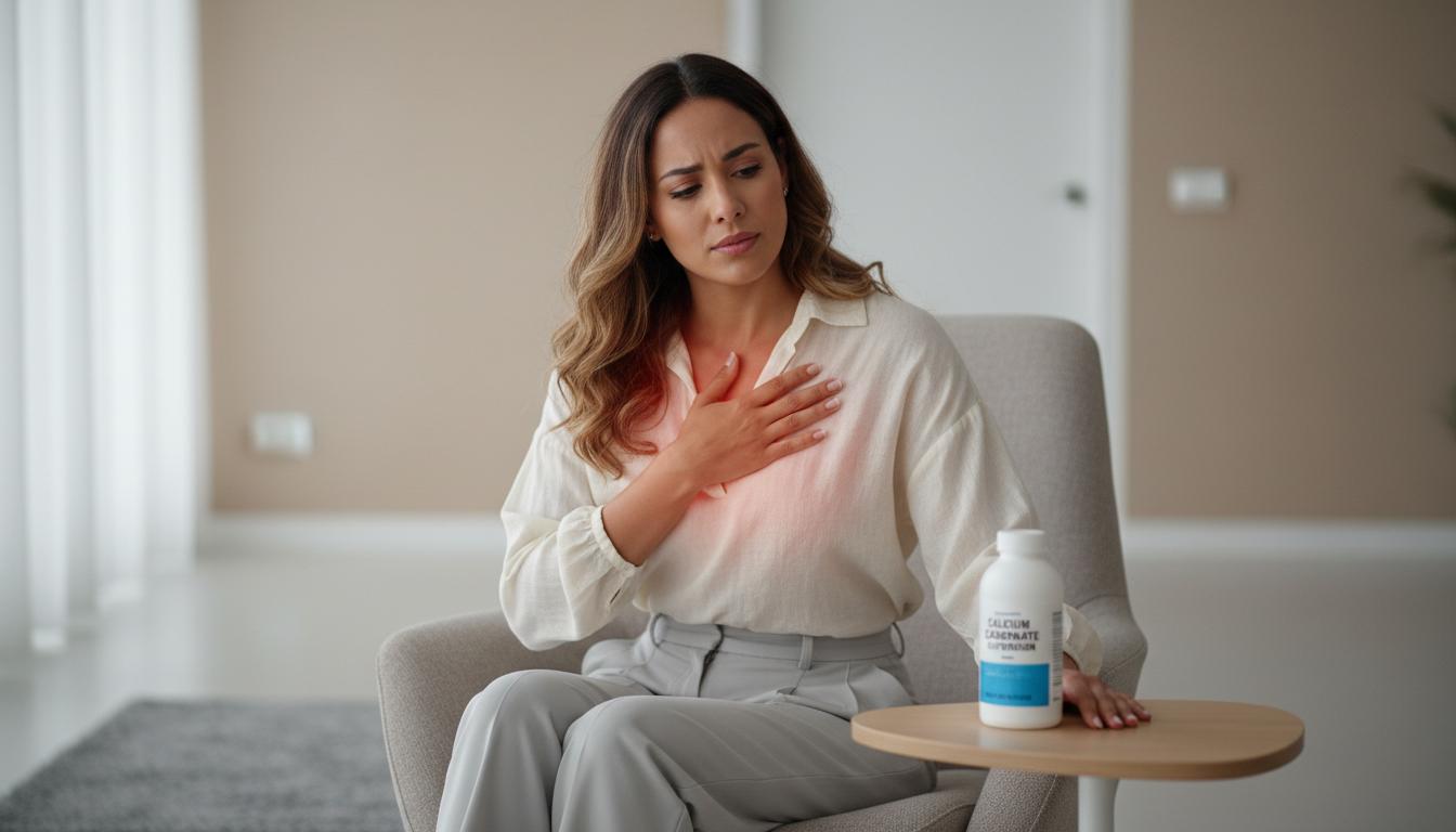 Let's learn about Calcium Carbonate Suspension, which is used for stomach inflammation and indigestion.