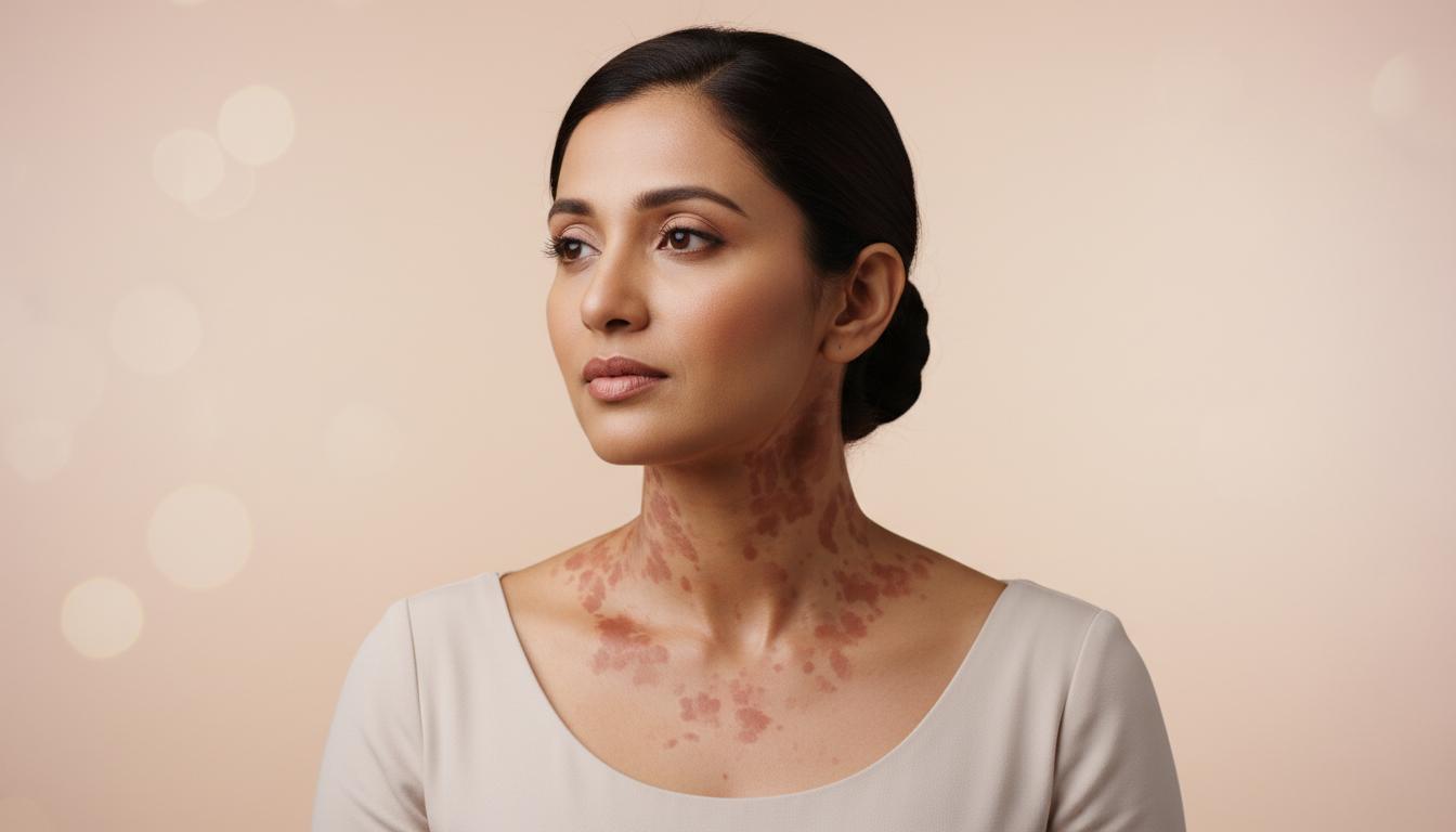 Are you experiencing red-brown spots on your neck and chest? It could be (Poikiloderma of Civatte)!