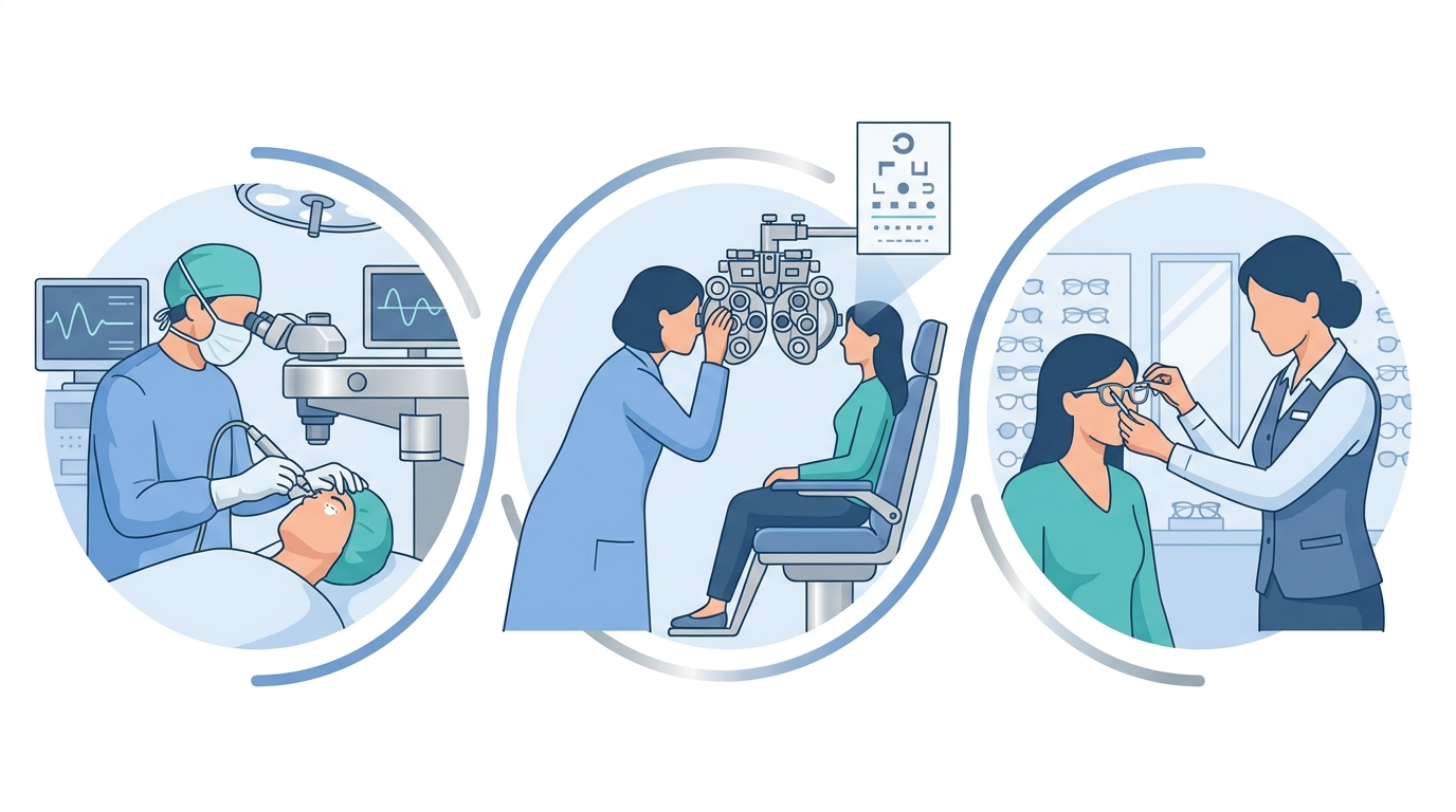 අක්ෂි වෛද්‍යවරු කී දෙනෙක් ඉන්නවද? (Types of Eye Doctors) අපි හරියටම දැනගමු! Infographic