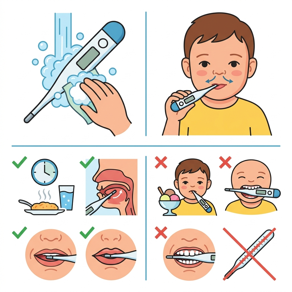 ඔයාගේ දරුවාගේ කටින් උණ බලන්නේ කොහොමද? (Oral Temperature) හරියටම දැනගමු! Infographic
