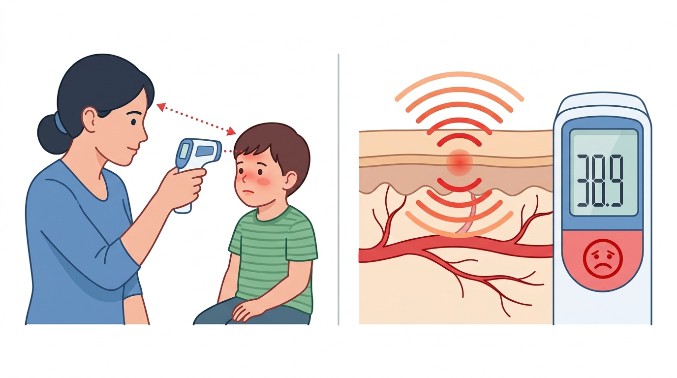 උණ කටුවෙන් උණ බලන ආකාරය: ඩිජිටල් හා Infrared Thermometer භාවිතය Infographic